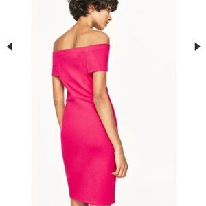 Zara Off-Shoulder Hot Pink Bodycon Dress